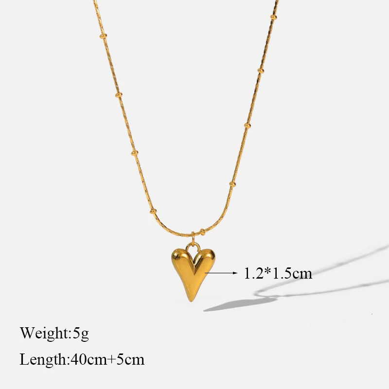 EILIECK 316L Stainless Steel Gold Color Heart Love Necklace Earrings Trendy For Women New Party Gift Waterproof Jewelry Set