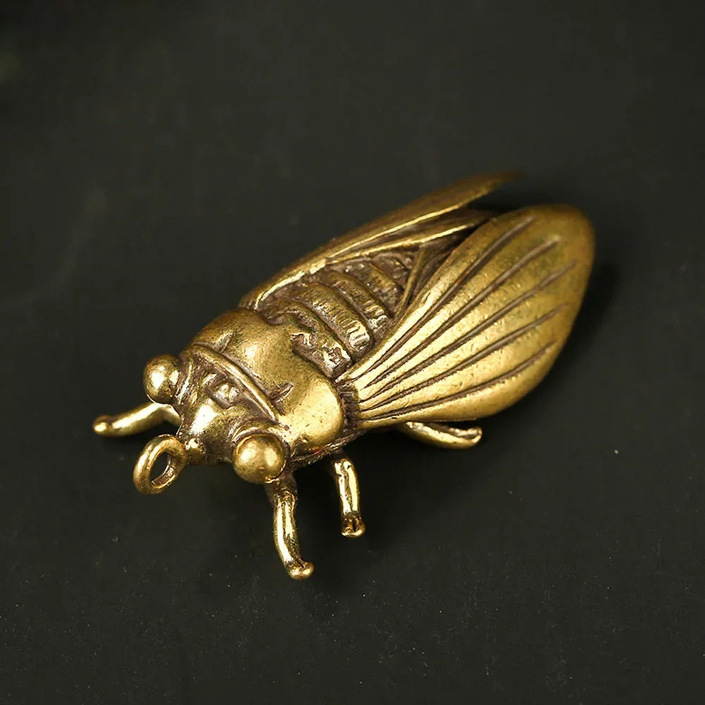 1pc Cicada statue Carved Collection Creative Exquisite Figure Handmade Ornaments Pure Brass Portable Practical