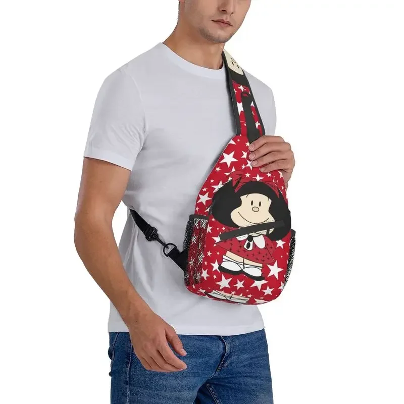 Fashion Kawaii Mafalda Cartoon Crossbody Sling Backpack Men Anime Shoulder Chest Bag for Travel Cycling