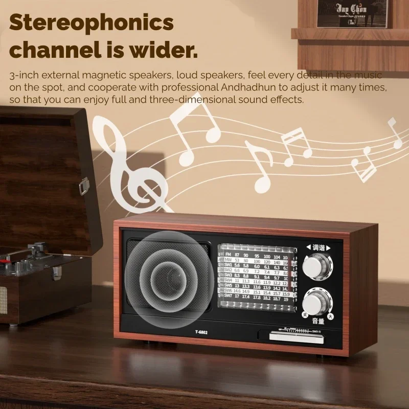 يتم ضبط الراديو لكبار السن يدويًا لبث مكبرات صوت بلوتوث متعددة الوظائف بتردد راديو FM/AM/SW كامل النطاق #4