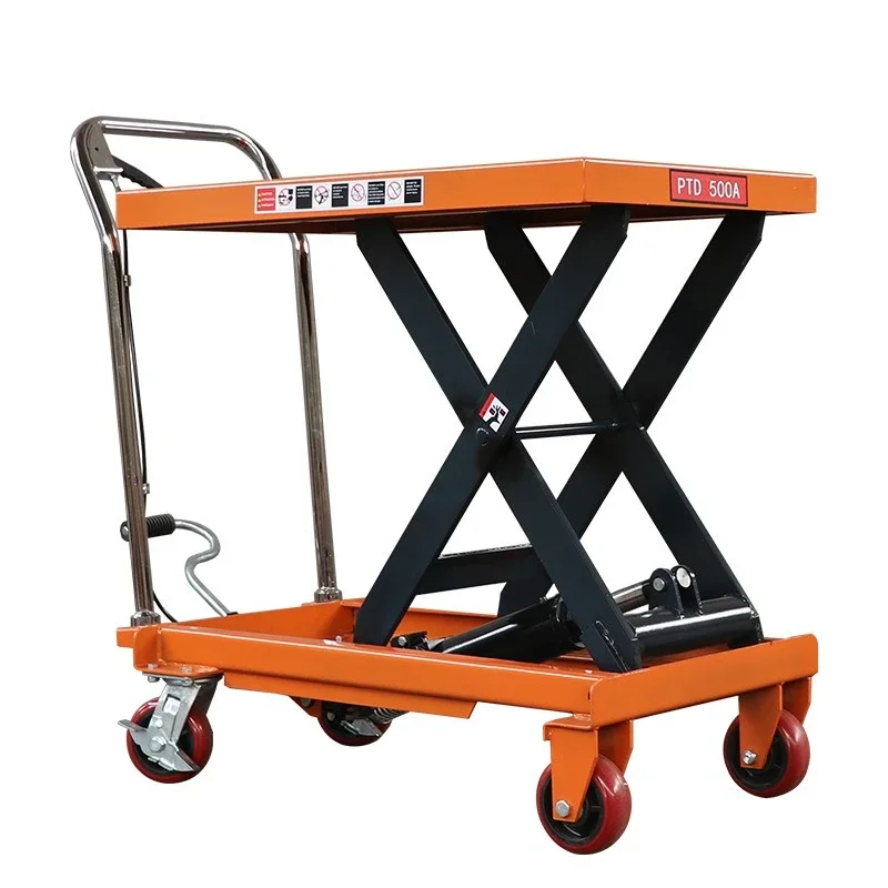 Manual hydraulic lift platform car Electric flat Hand push mobile scissor