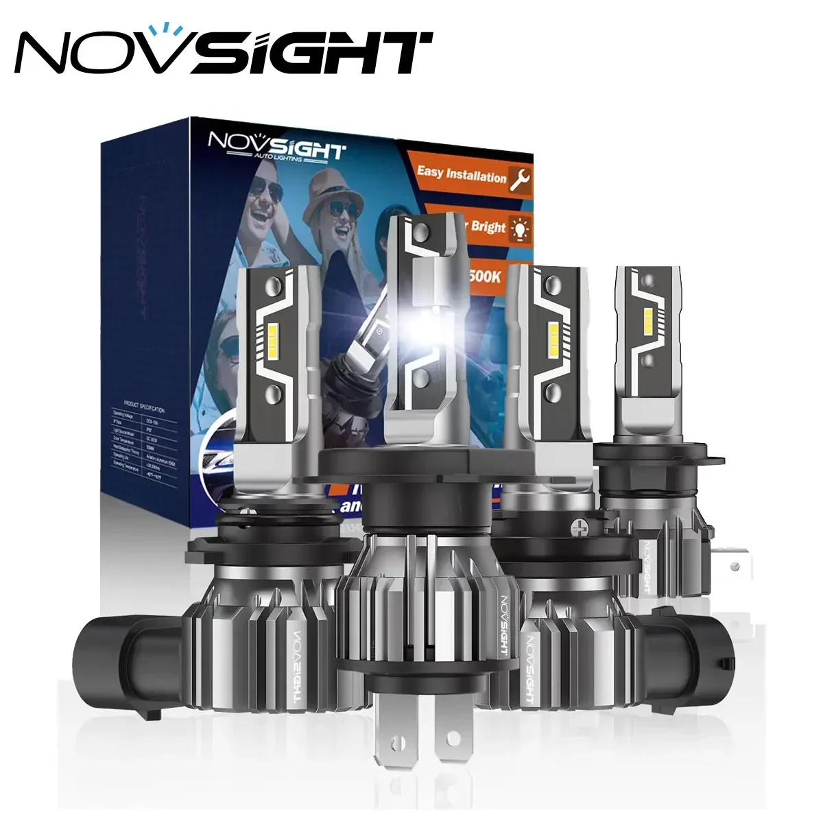 NOVSIGHT H7 LED H1 H11 H4S 9005 9006 50 Вт 10000LM 6500K Белые яркие лампы Миниатюрный фонарь Автомобильный головной фонарь