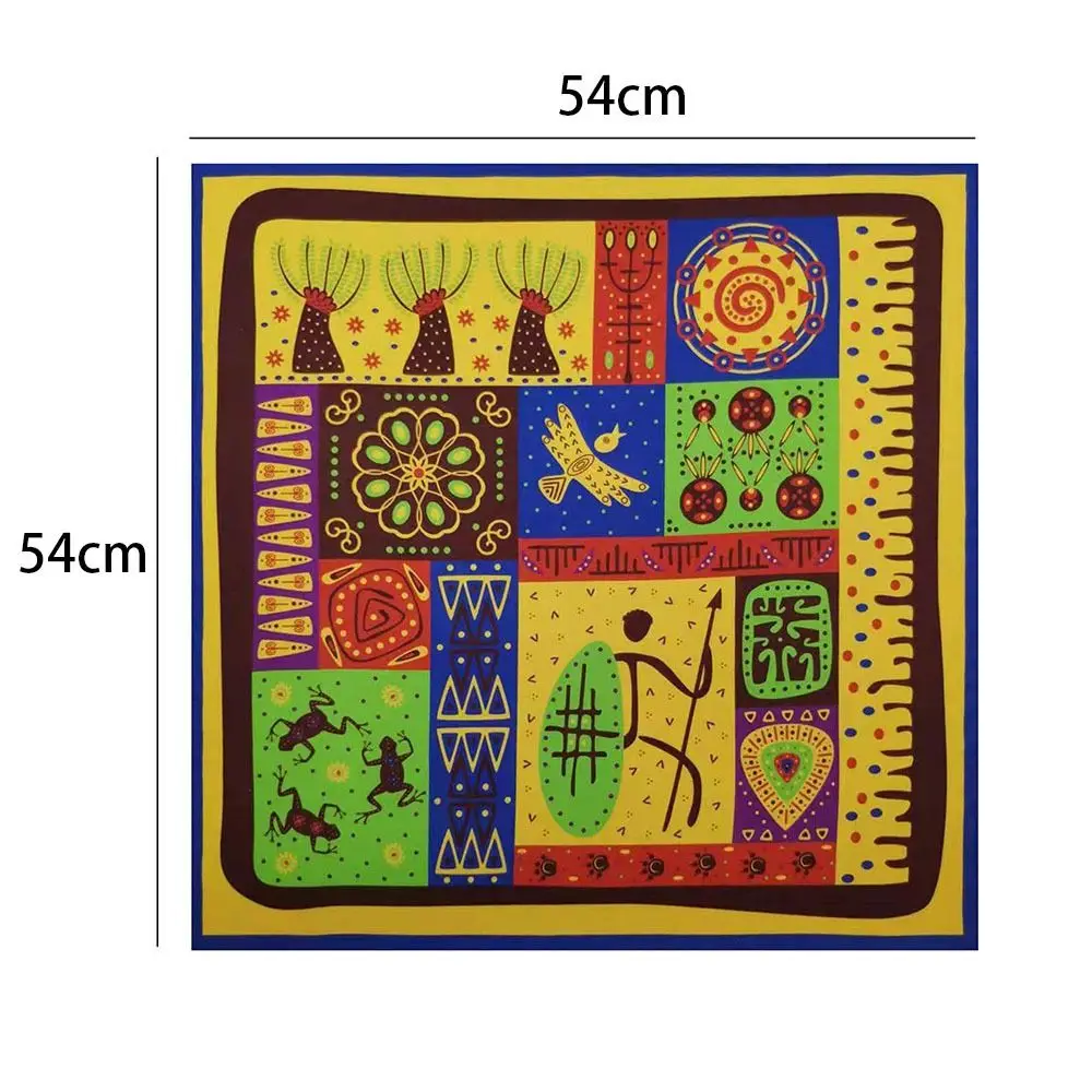 Trendiges quadratisches Seidentuch mit Blumenmuster, Baumwoll-Kopftuch, Blumenmuster, 54*54cm, Halstuch für Damen – Detail 1