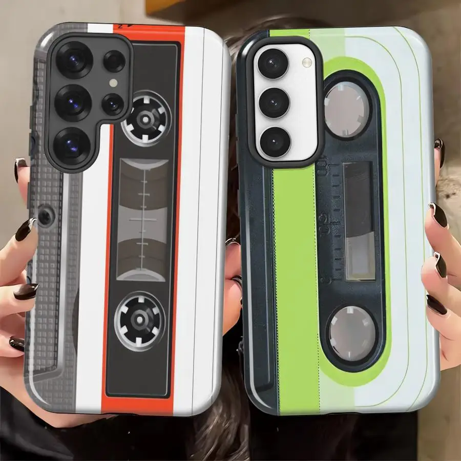 Soft Cover Capa Phone Case for Samsung Galaxy S26 Ultra S23 A16 A56 S20 FE A36 A26 S25Ultra S24 Ultra Vintage Cassette