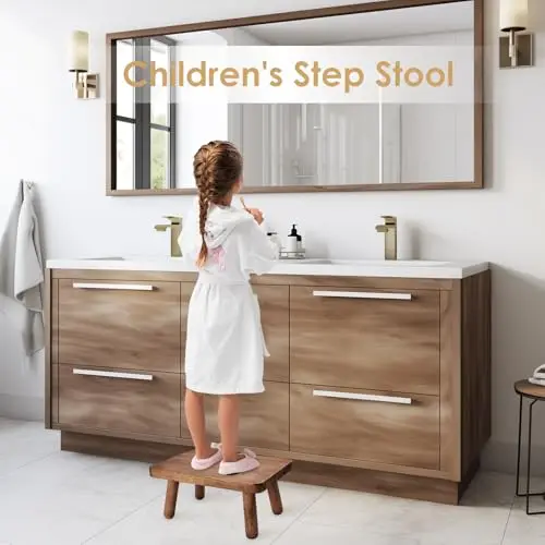 

Classic Chocolate Brown Solid Wood Step Stool For Adults, 6.3 Inch Height, Heavy Duty With Four Removable Legs
