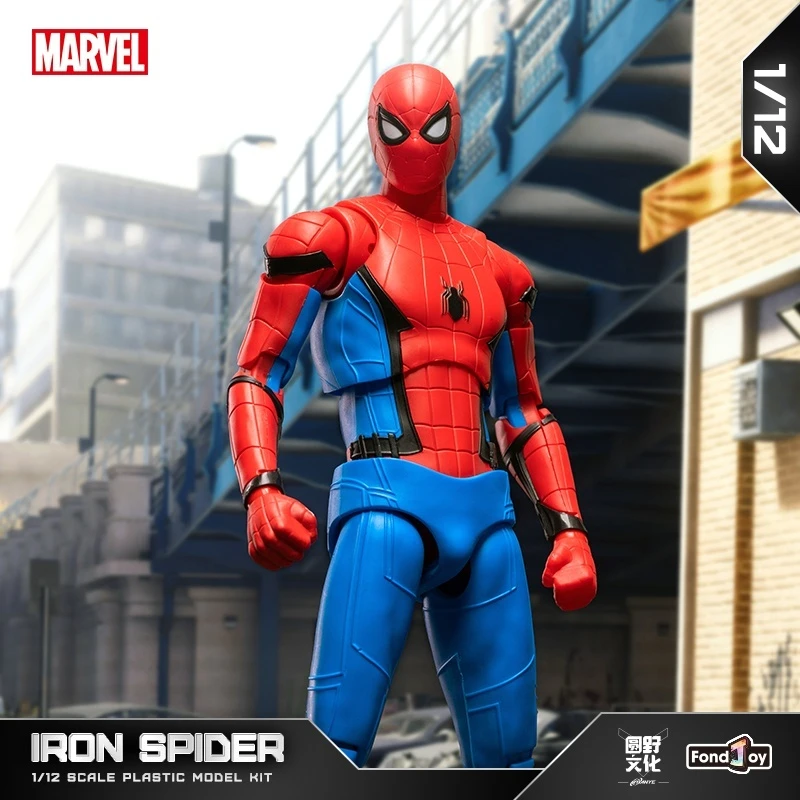 

FondJoy Marvel Classic Edition Red and Blue Battle Dress Spider Man Handmade Mobile Assembly Doll 1/12 Model Desktop Ornament