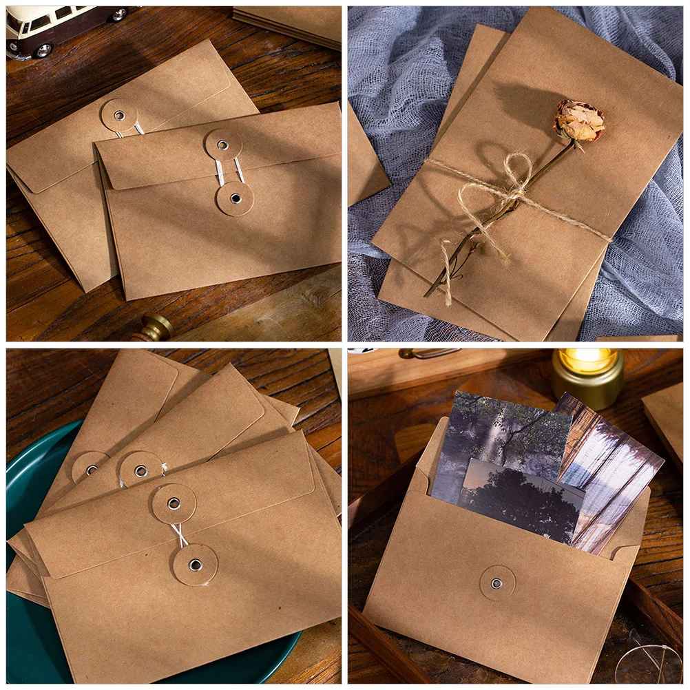 Vellum Envelopes Kraft String Envelope Vintage File Folder Project Pockets Button String Tie Closure File Jacket Document