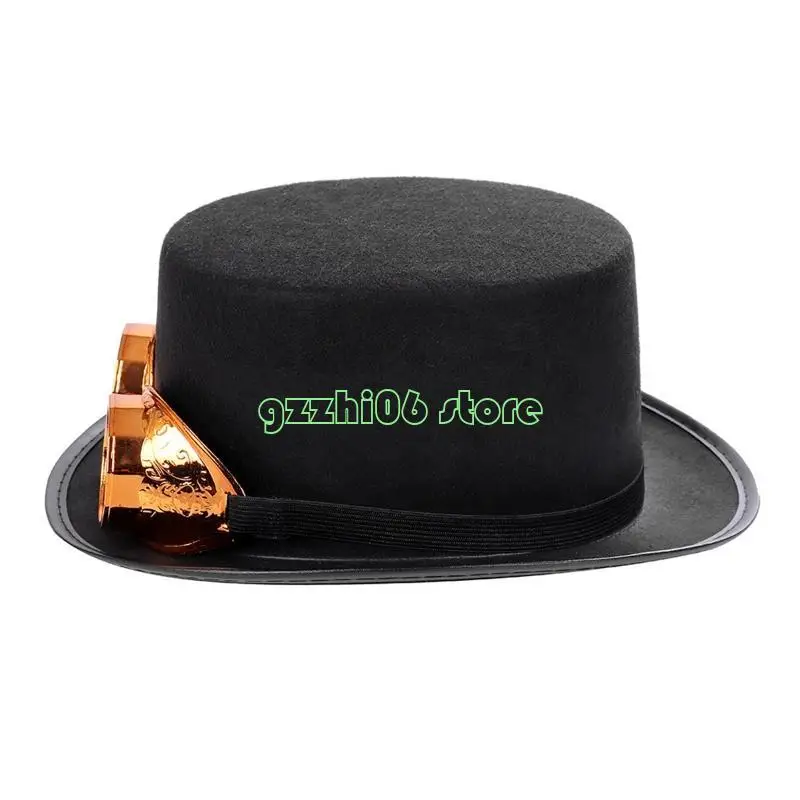 T5UF Steampunk cylinder Halloweenowy cylinder gejowski cylinder czarny jazzowy kapelusz Steampunk męski kapelusz akcesoria do