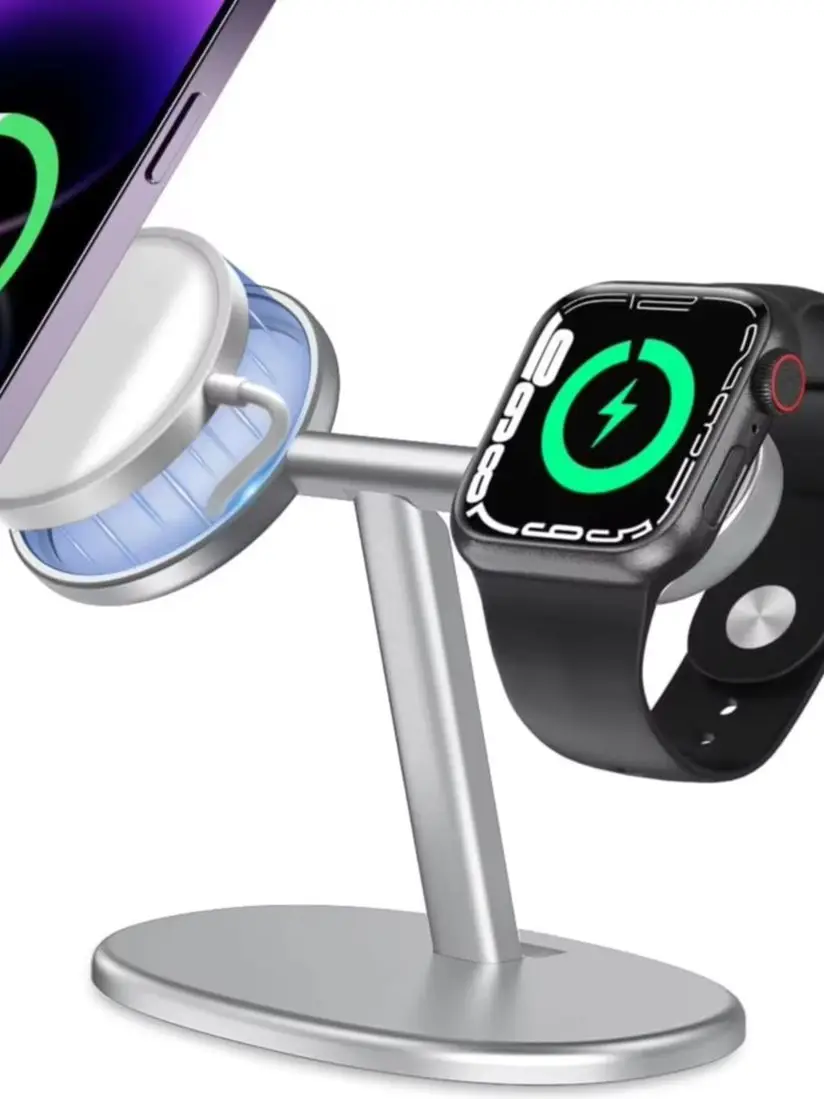 EWA 2-w-1 Stojak na telefon biurkowy z uchwytem na ładowarkę Magsafe do iPhone 16~12 i Apple Watch Series (ładowarka nie jest dołączona) — zdjęcie produktu 7