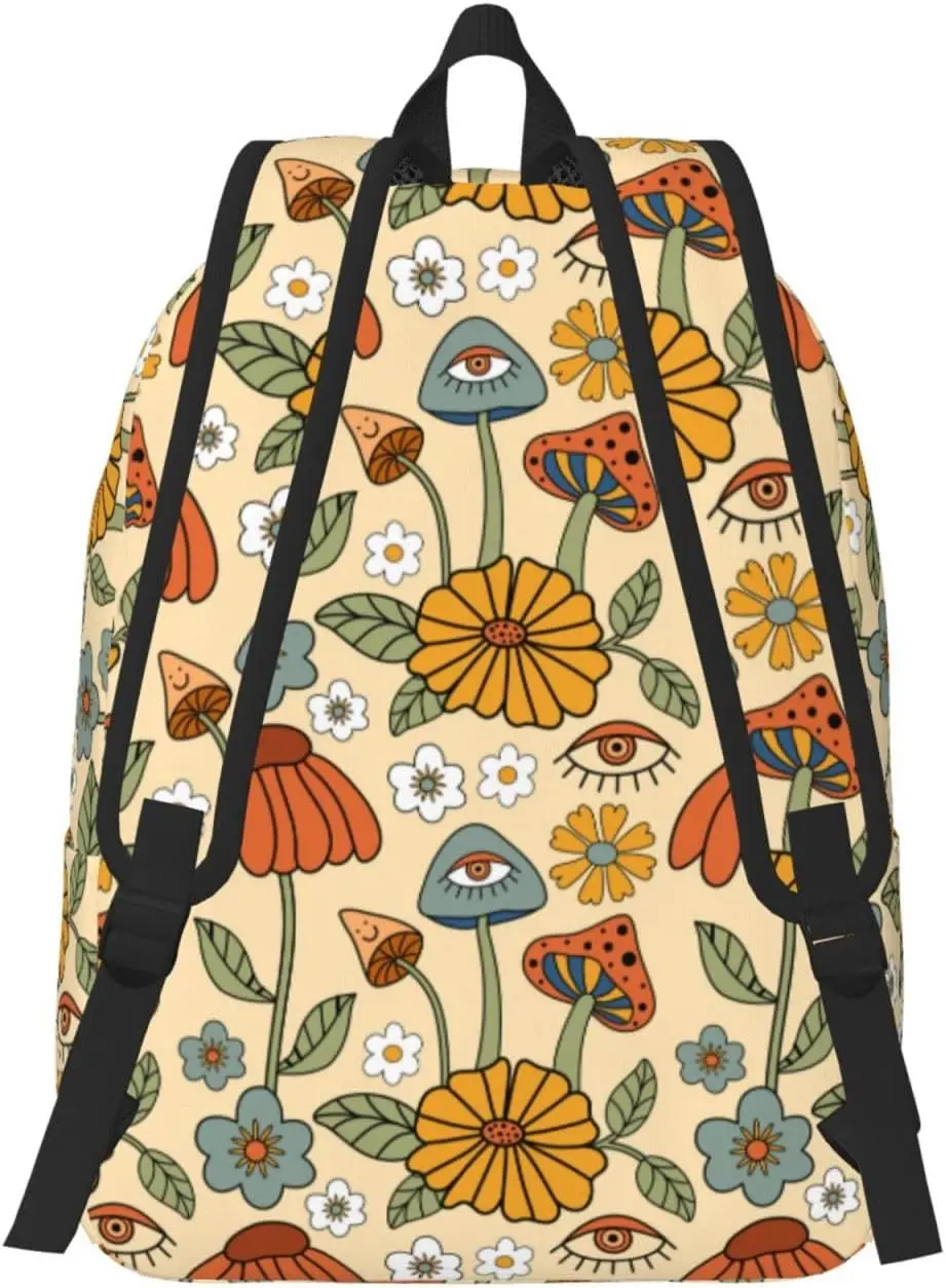 حقيبة ظهر ريترو هيبي السلام للسيارة للفتيات والأولاد والنساء خفيفة الوزن من القماش حقيبة كتب كاجوال للسفر والتخييم في الهواء الطلق