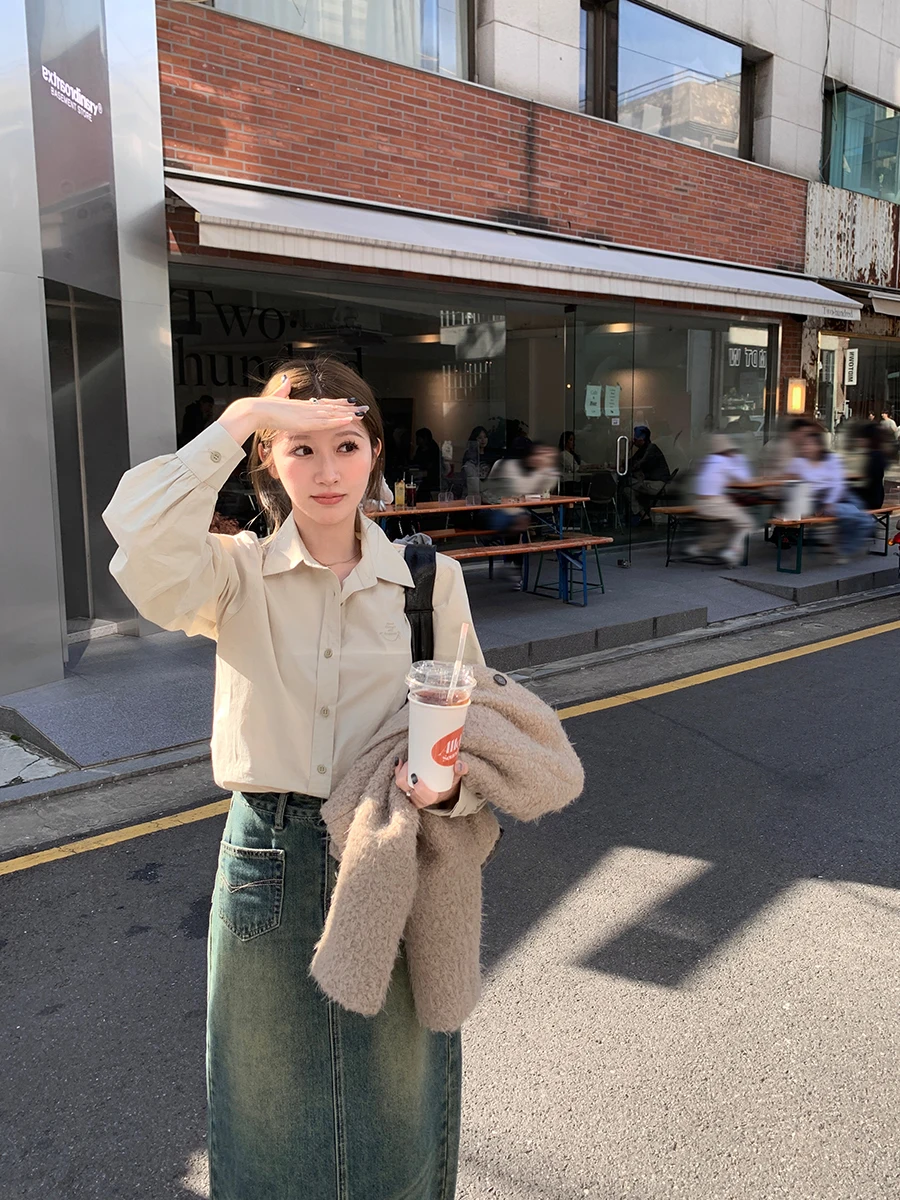 

Fene Embroidered irt for Women Commute Friendly Purple Pink Long Sve Collar Cotton Casual Busin irt