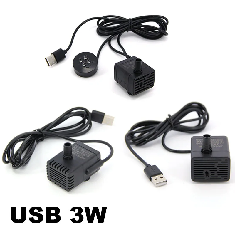 DC 5V 3W USB with led Connector Micro Submersible 4-LED Pump Aquarium Fish Tank Fountain Pond Water Pump