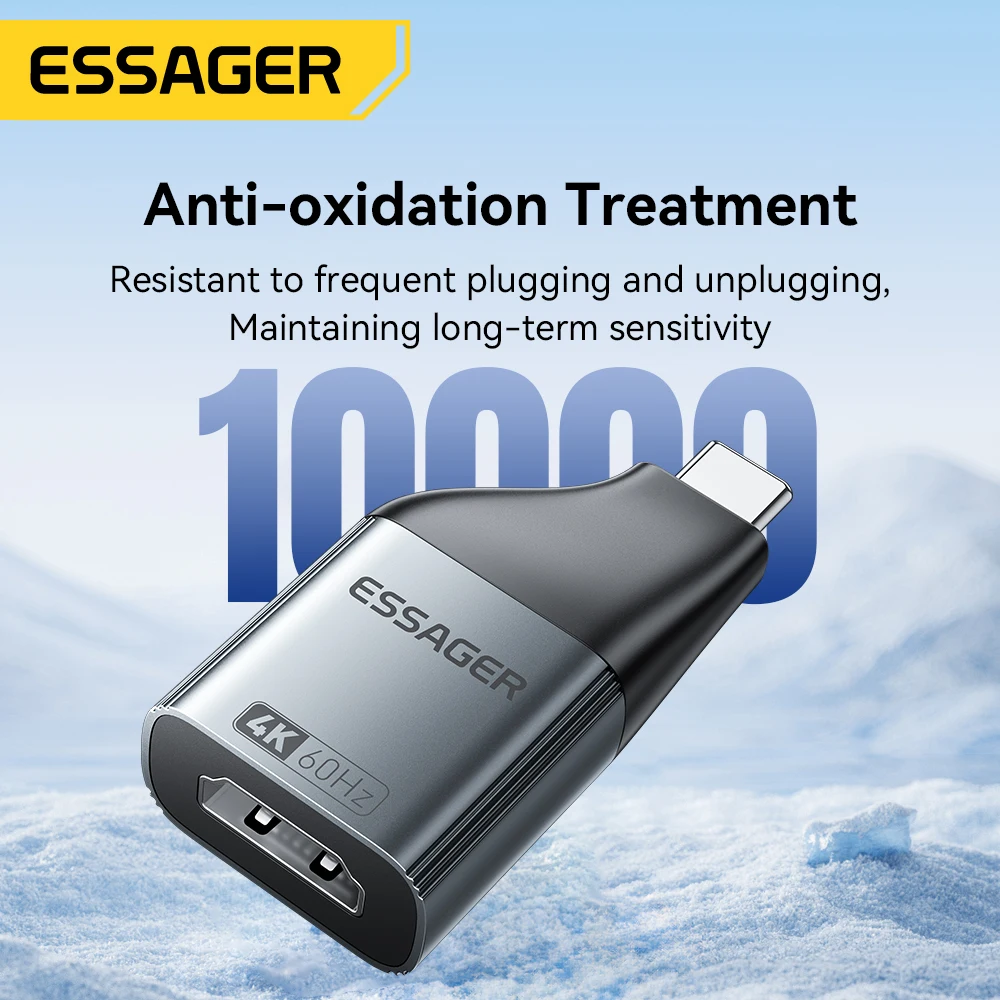 Essager USB Type-C to HDMI-Compatible DP VGA Mini DP Adapter4K@120Hz 8K@60Hz HD Video Transmission Converter for MacBook TV Box