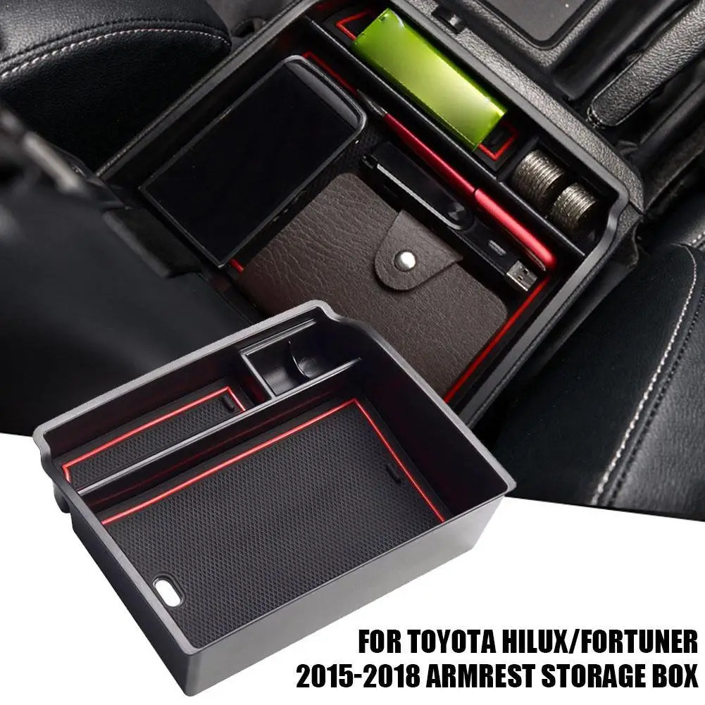 Caixa de Armazenamento para Apoio de Braço Central para Toyota Hilux Revo Fortuner 2015-2018, Organizador de Console, Caixa de Armazenamento Interna