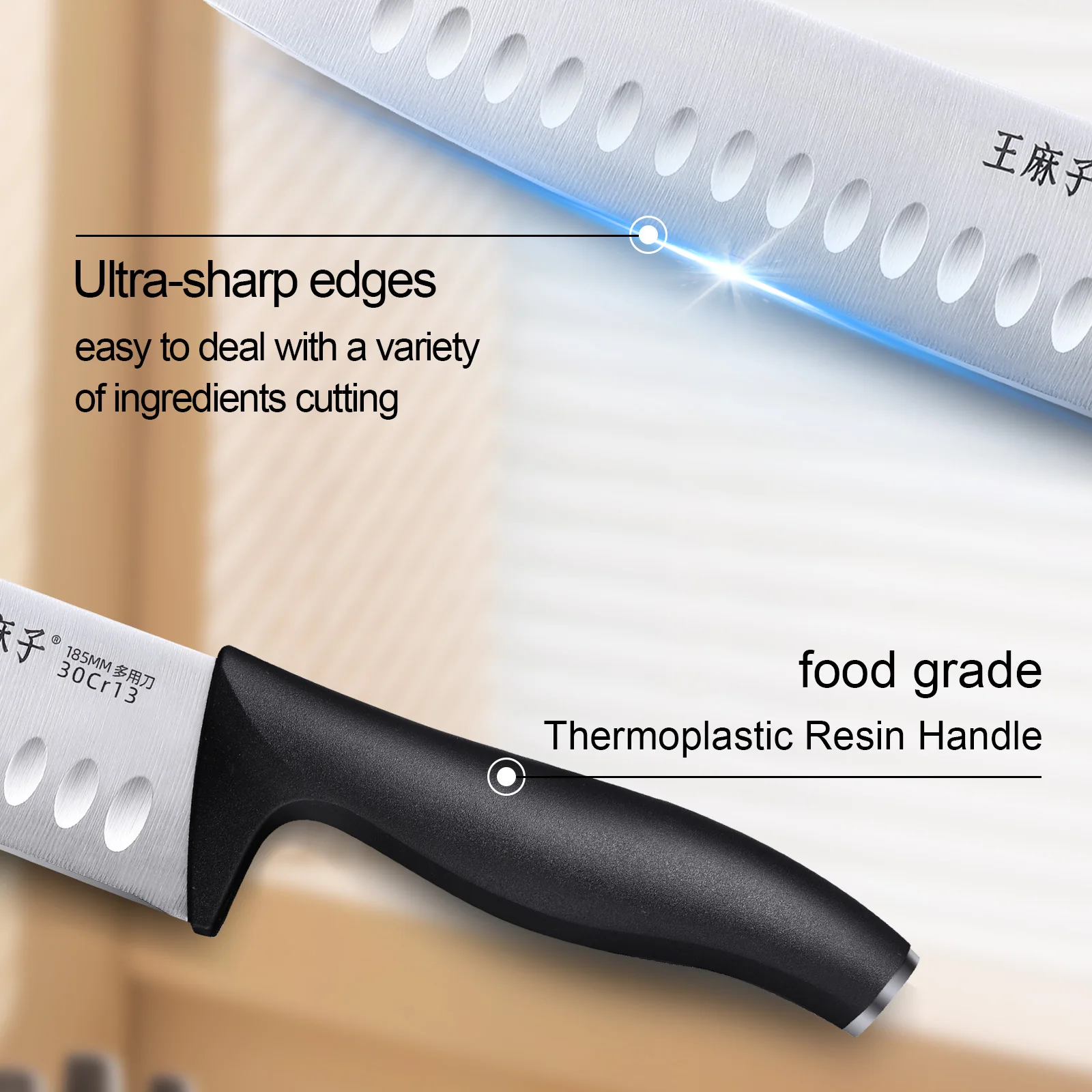 WANGMAZI Kitchen Santoku Knife Stainless Steel Slicing Chef Knives Ultra Sharp Vegetable Fruit Meat Cutting Knife Cook Knives