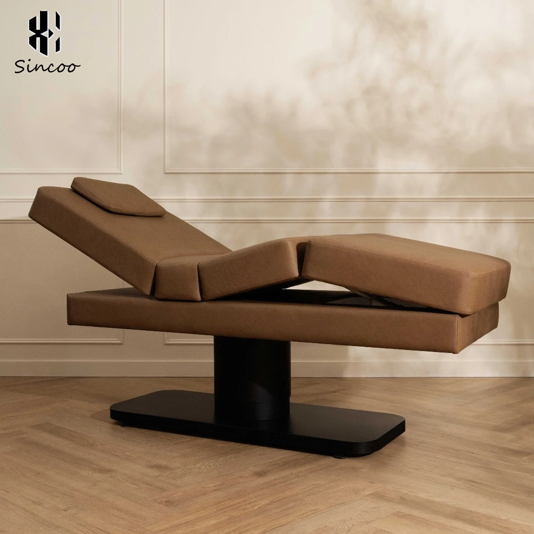 

Оптовая продажа, низкая цена, новый салон красоты, электрический массаж лица, роскошная электрическая коричневая массажная кровать с регулируемой высотой для лица