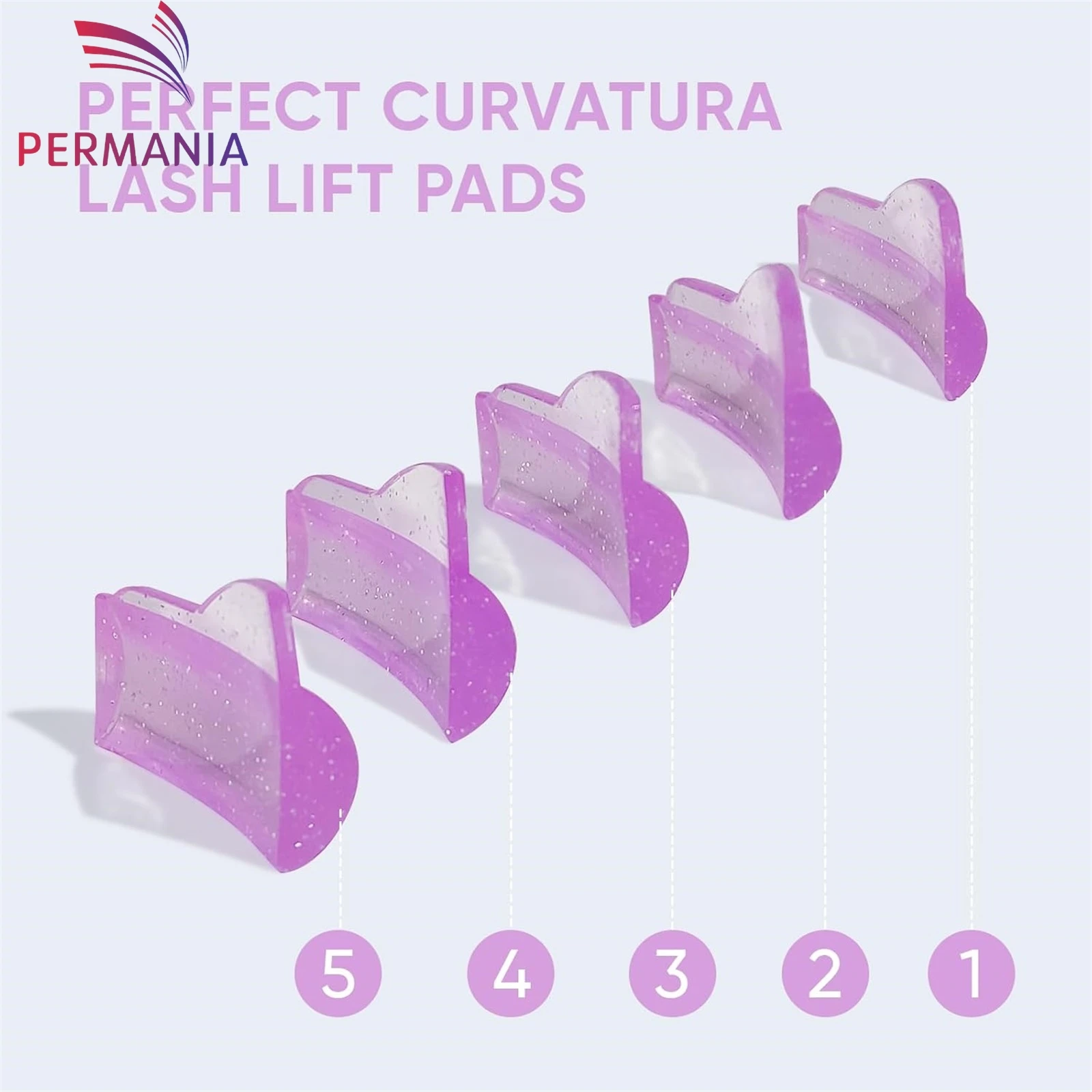 PERMANIA 5 Pairs Glue Free Silicone Eyelash Perm Rod Sticky Lash Lift Shield Eyelashe Curler Accessories Applicator Makeup Tools