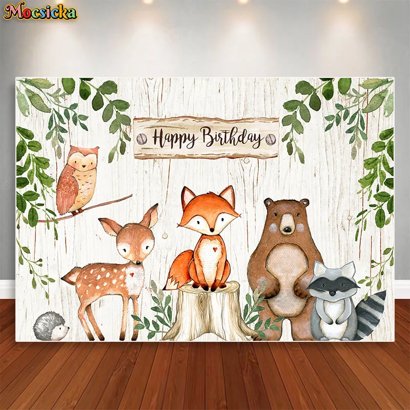 

Jungle Animal Birthday Photography Background Party Decorations Kids Boy Jungle Safari Theme Party Decor Green Forest Woodland