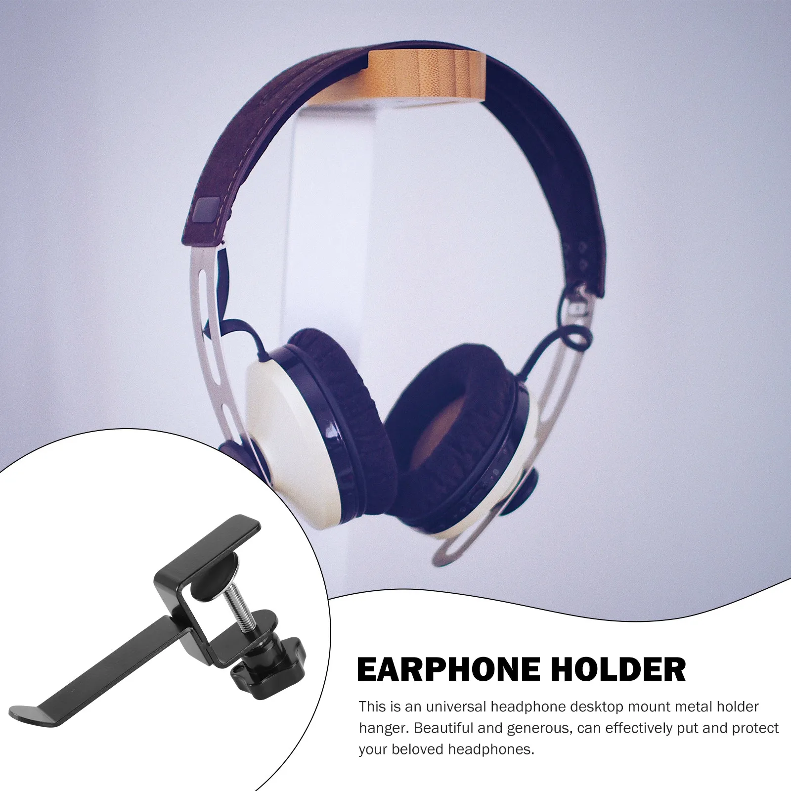 Premium Aluminum Headphone Stand Holder Hanger Mount Universal Fit for All Headsets Space Saving Desktop Organizer for Home Work