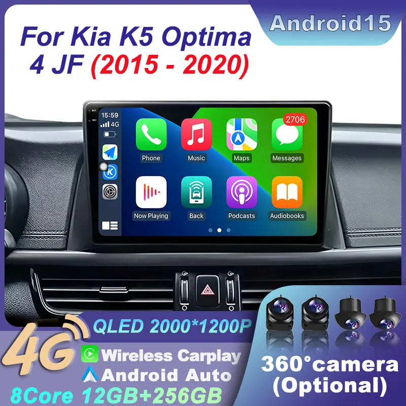

Navigation GPS Multimedia WiFi Player Android 15 Carplay Auto Stereo 4G Car RDS Radio For Kia Optima 4 JF 2015-2020 Video Player