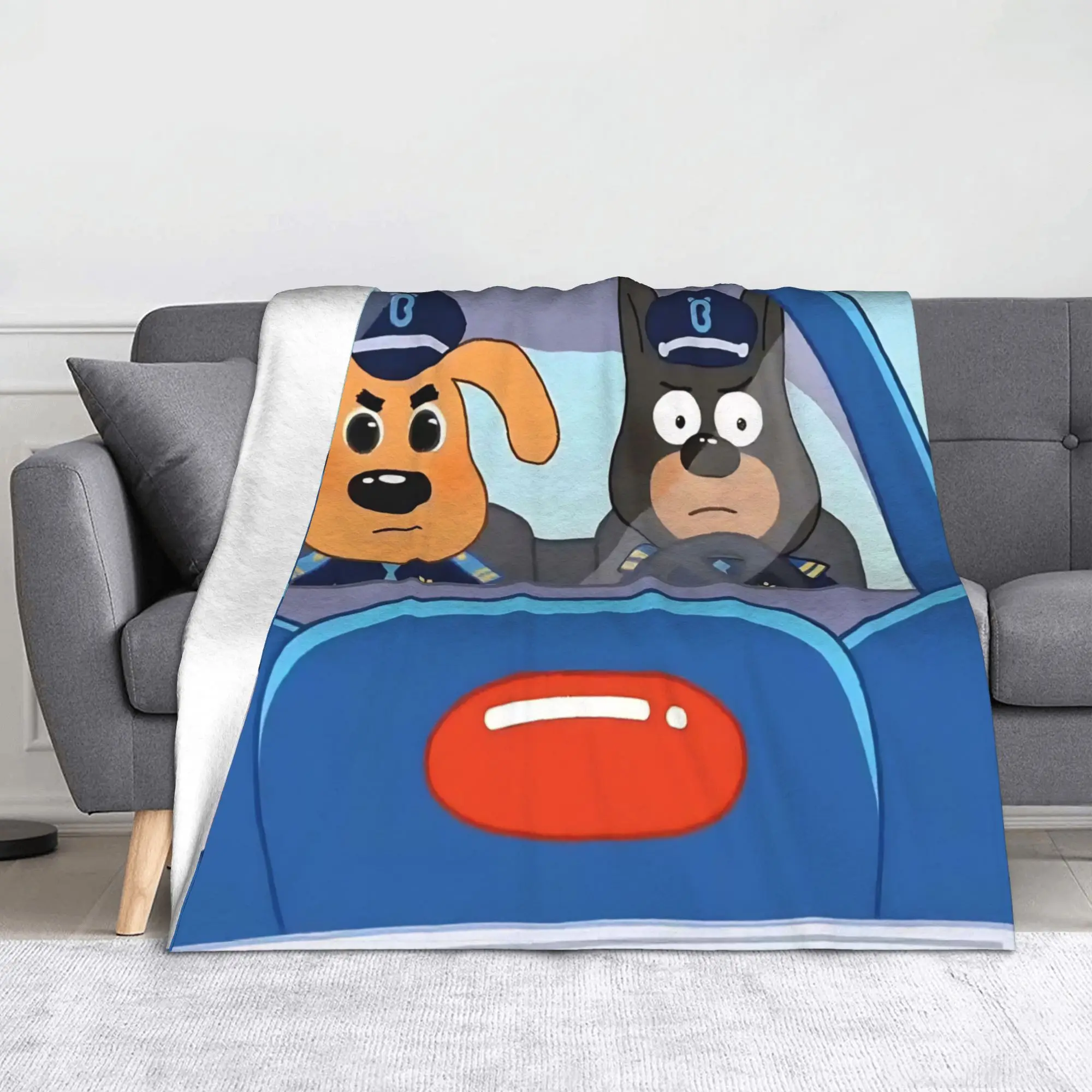Sheriff Labrador Dog Blanket Fleece Cartoon Warm Throw Blankets for Bedding Couch Bed Rug