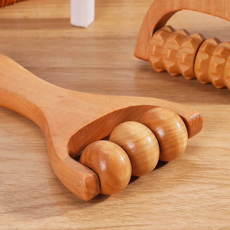 Wooden Massager Roller Handheld Push Roller Relax Shoulder Neck Waist Face Muscle Universal Massager Body Care Tool