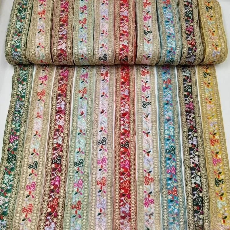 Finiture in pizzo ricamato per abiti da festa, tessuto a nastro, accessori da cucito, materiali per vestiti, 1 metro