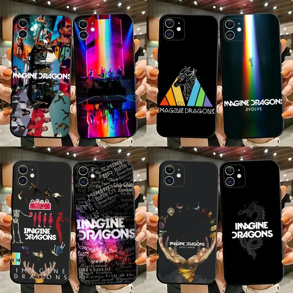 Imagine Dragons Rock band Phone Case For iPhone 15,14,13,12,11,Plus,Pro Max,XS,X,XR,SE,Mini,8,7 Soft Silicone Black Cover