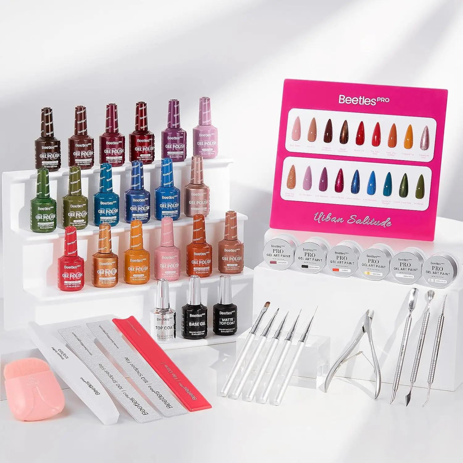 Kit de esmalte de gel profesional, juego de salón de 18 colores con abrigos básicos y superiores, herramientas para decoración de uñas, lámpara UV necesaria