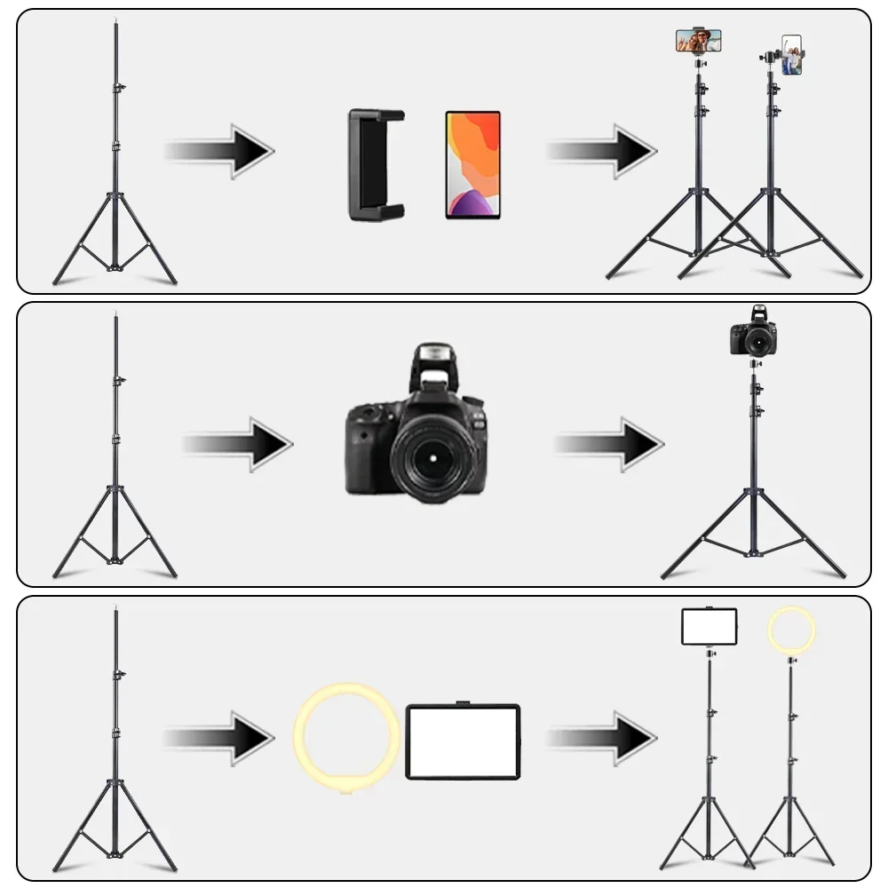 ZOMEI-Trépied de diffusion en direct, type d\'atterrissage, caméra, selfie, vidéo, cadre lumineux, support en métal, support de téléphone, YouTube