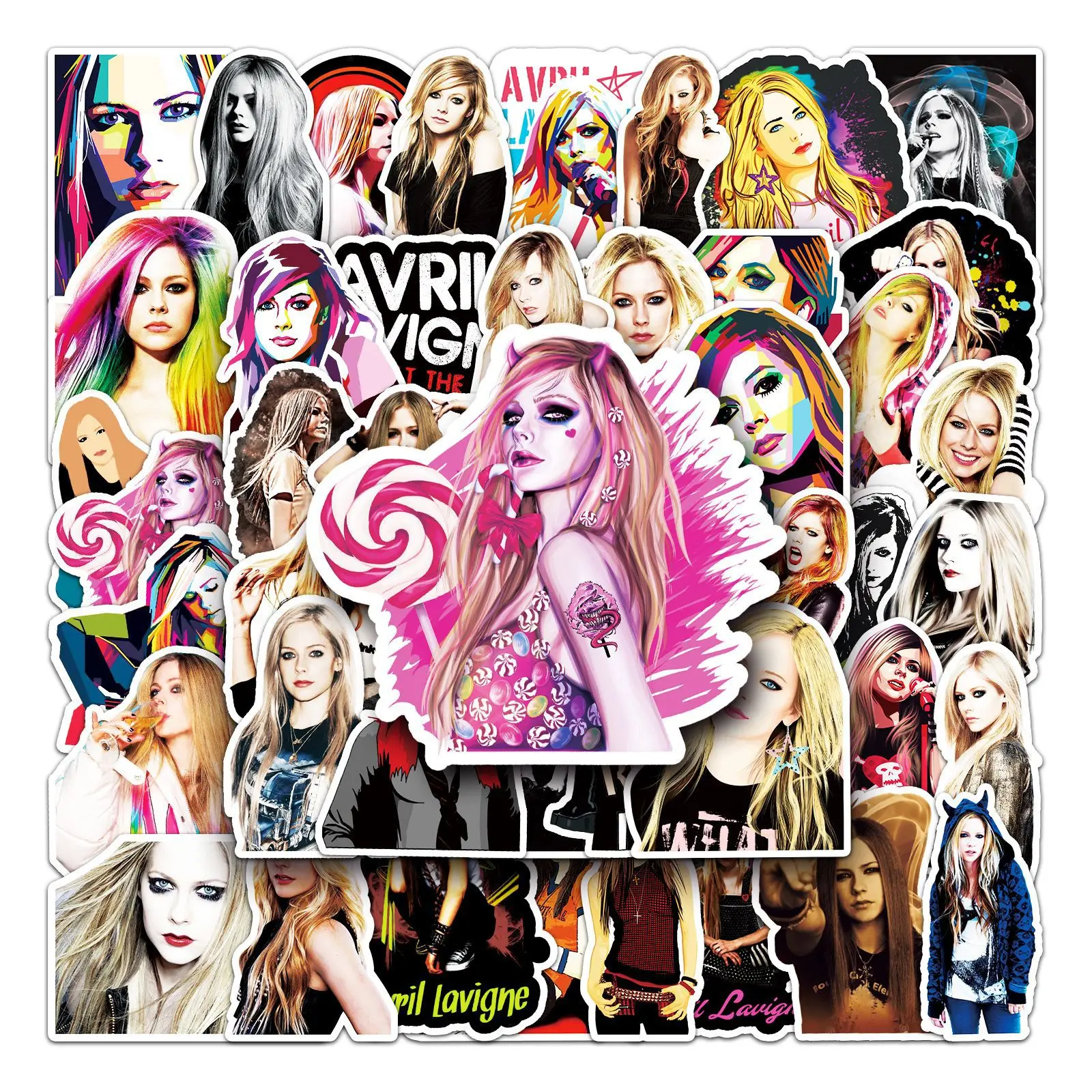 51PCS Singer Avril Lavigne Graffiti Stickers Decal Laptop Skateboard Bike Guitar Phone Car Cool Waterproof Sticker Kid Toy