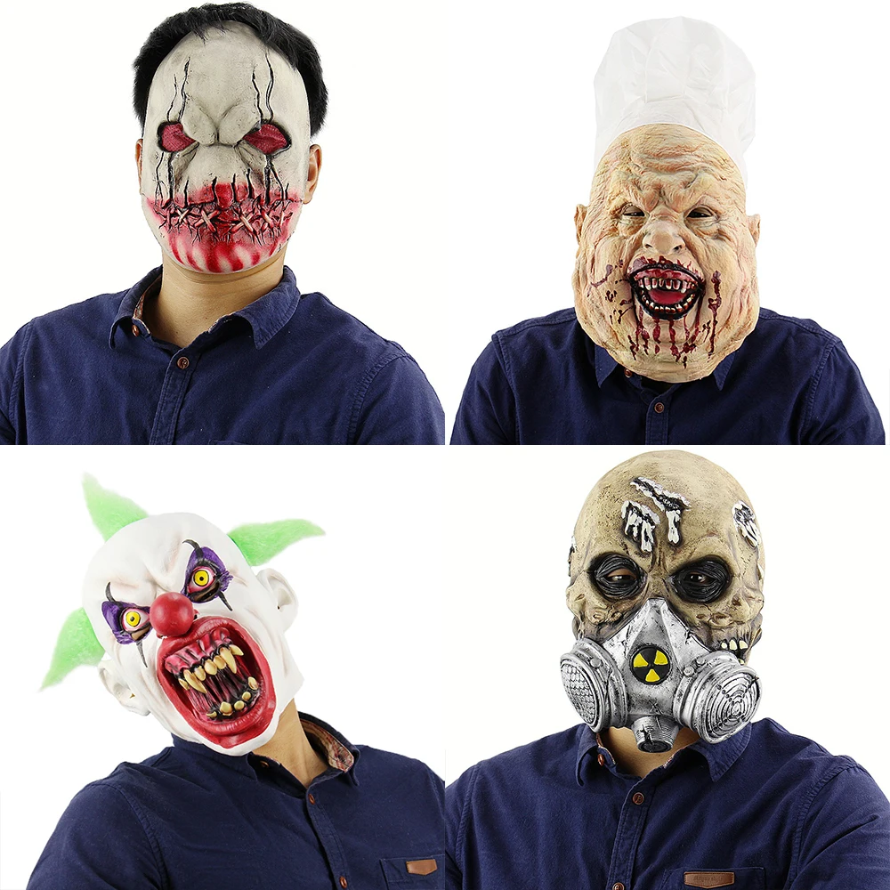 Maschere horror di Halloween Maschera da vampiro monstruo zombie per adulti Costume in lattice Festa di carnevale Casco a testa intera Casa stregata Prop