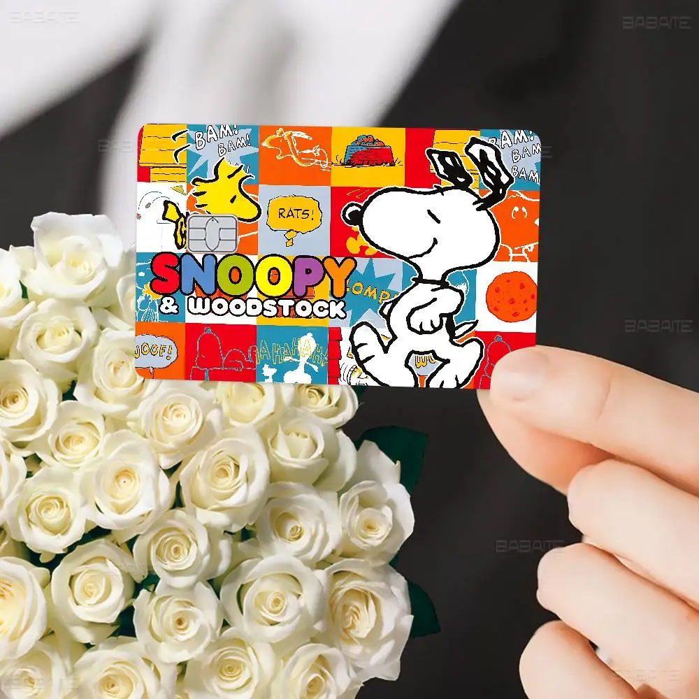 Cartoon S-Snoopys Credit Card Skin Stickers No Adhesive Residue Water Proof For VISA Credit Card Subway Access Card