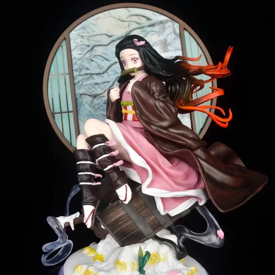 Anime Demon Slayer Kamado Nezuko statua 28cm ekran pcv dekoracja figurka pełnej długości ozdoby zabawkowy model prezent