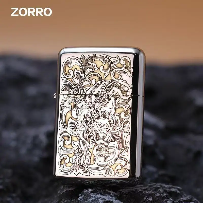 ZORRO's New Z790 Original Copper Kerosene Lighter, Peony Double ZORRO's New Z790 Original Copper Kerosene Lighter, Peony Double