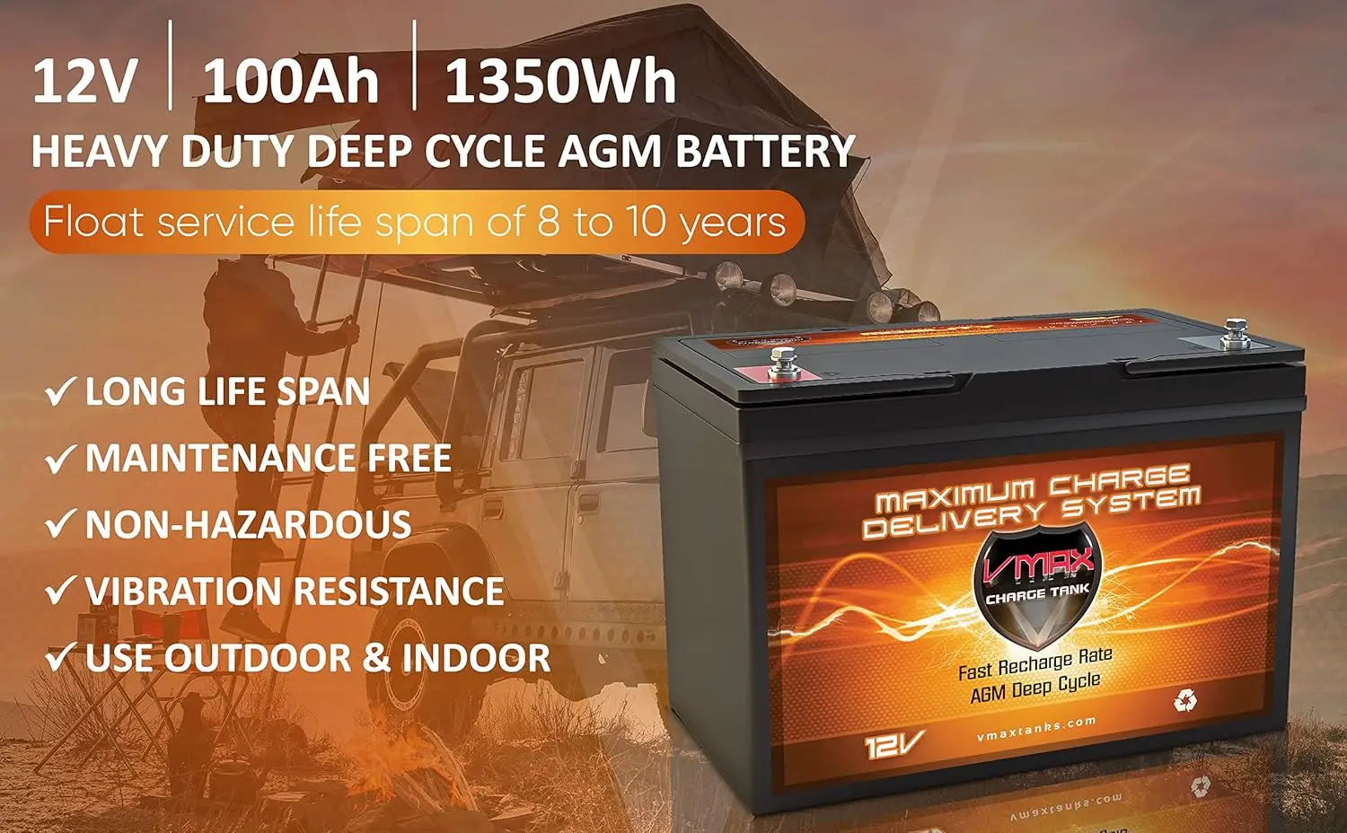 

Аккумулятор VMAX SLR100 12V AGM 100 Ач для PowerHub, на заказ
