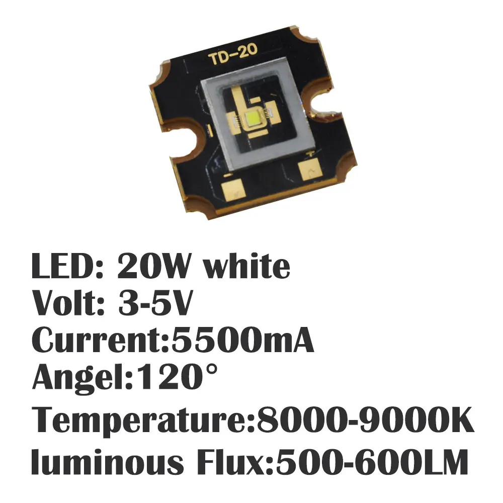 20W LED Module Cool White 8000K 5.5A 3-5V LED Chip for Moving Head Light Car Headlight