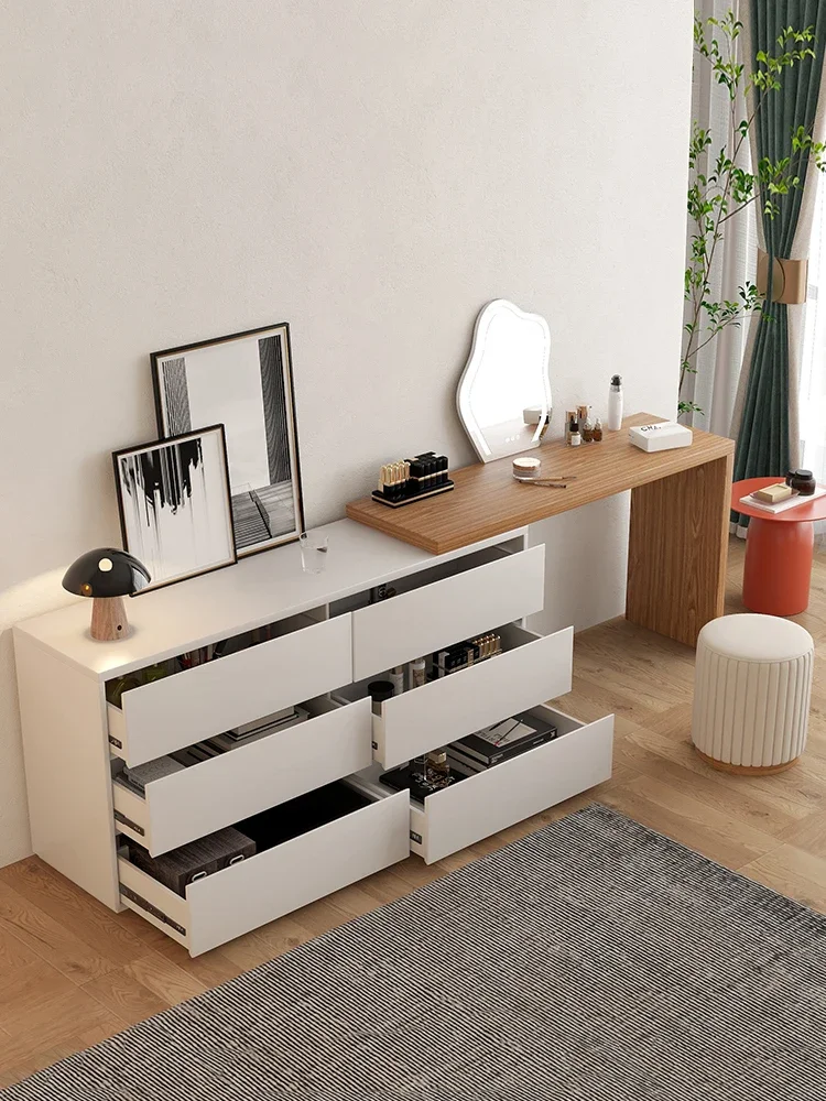 Dresser, bedroom, bedside, multi-functional retractable corner, makeup table, storage cabinet, integrated chest cabinet