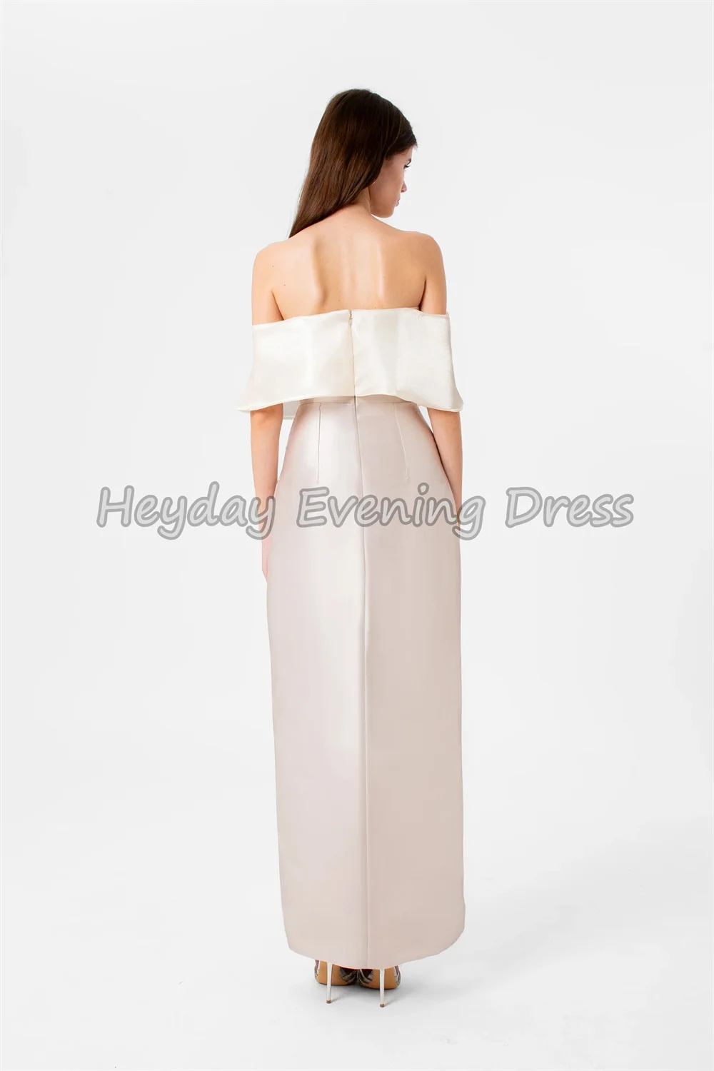 Heyday ساتان مستقيم بدون حمالات طول الكاحل فساتين سهرة سعودية بسيطة للنساء 2025 فستان حفلات مكشوف الكتفين #3