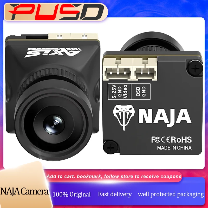

Axisflying FOV125° NAJA Camera 1:1.8 Sensor 1500TVL Articulation 4.0mm Lens 19*19mm FPV Camera For RC FPV Racing Drone