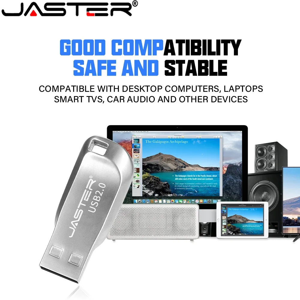 JASTER USB Flash Drive 64GB Mini metal High speed Memory stick Silver Pen drive Free custom logo Business gift U disk For Laptop