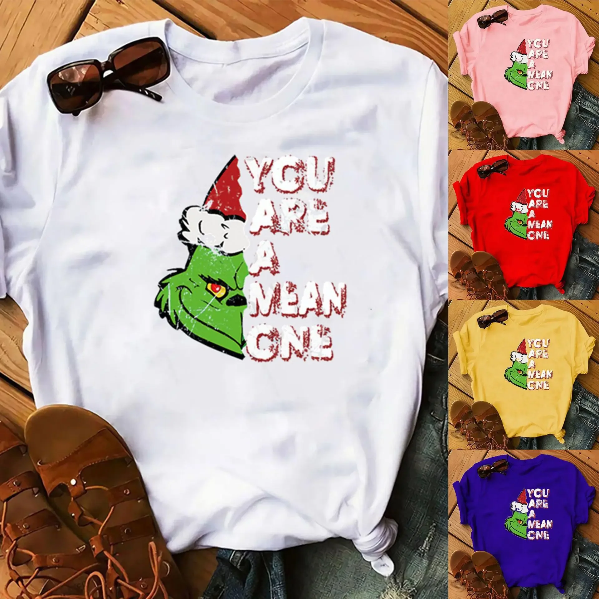 2024 meistverkauftes Wish Ebay Foreign Trade Independent Station Damenbekleidung Weihnachten grünes pelziges Kurzarm-T-Shirt