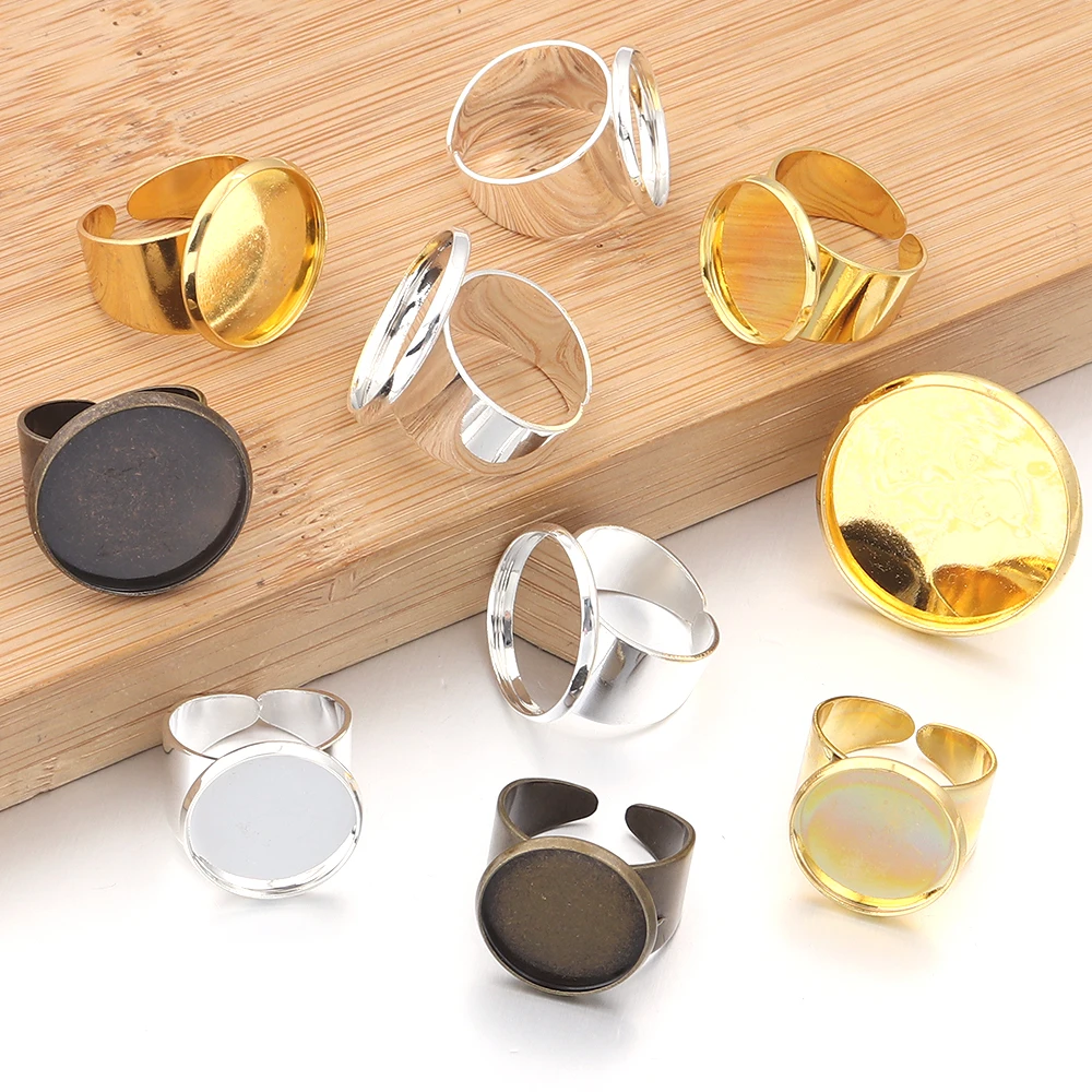 5 teile/los 16/18/20/25mm Einstellbare Ring Einstellungen Cabochon Basis Ring Rohlinge Tablett für DIY Einstellbare finger Ringe Schmuck Machen