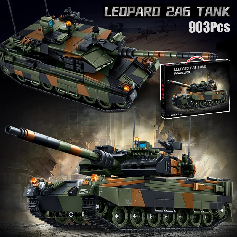 

Военный леопардовый леопардовый 2A6, главный боевой танк, строительные блоки, техническое армейское оружие, танк в сборе, кирпичи, развивающие игрушки, подарок для детей