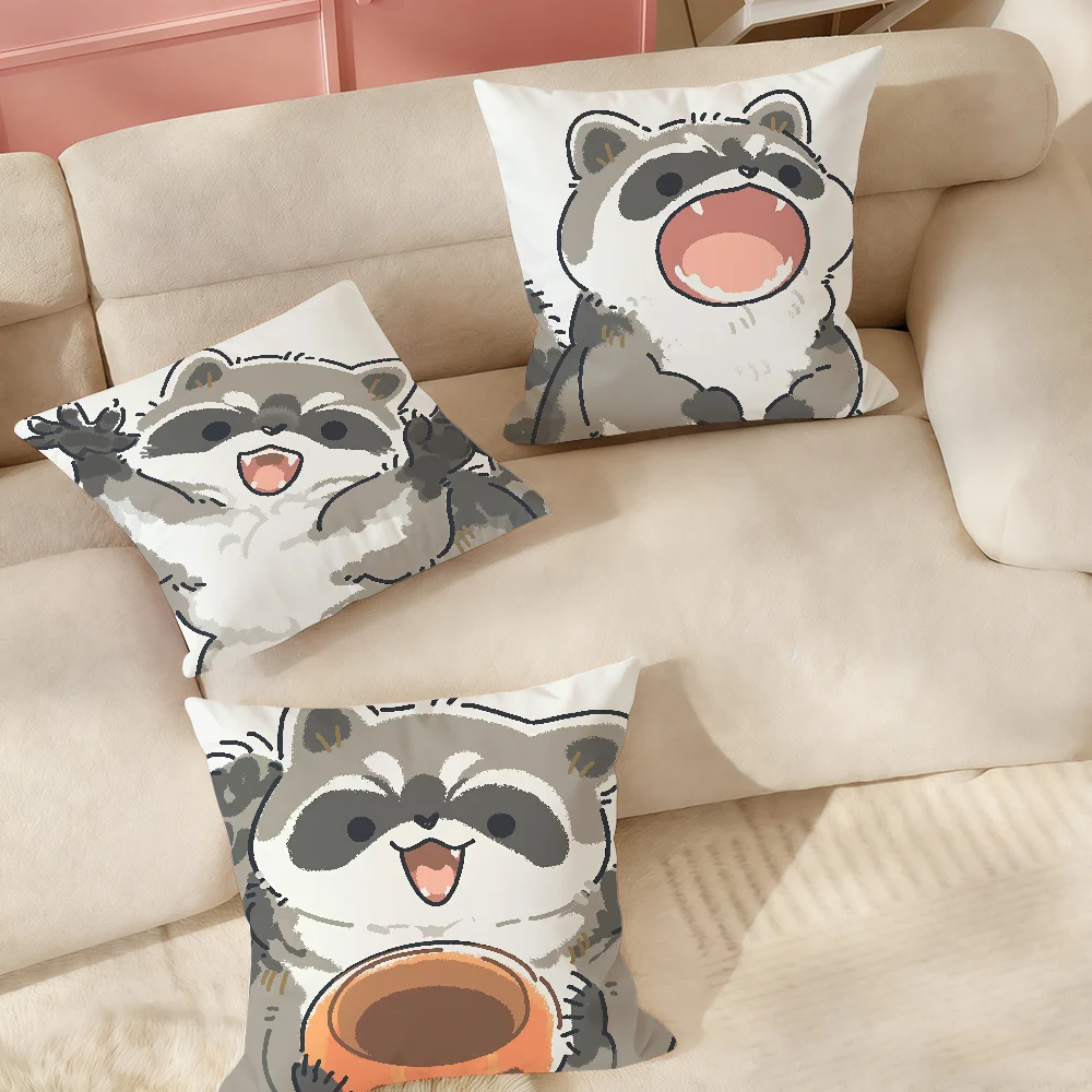 Cute Little Raccoon Pillow Case Suitable For Bedrooms Living Rooms Cars Home Decoration