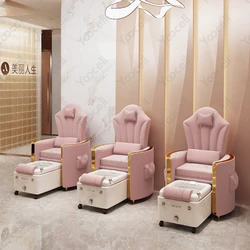 Hot modern pink color silla pedicure spa chair chaise de pedicure with sink bowl LED lights and wave nail chair