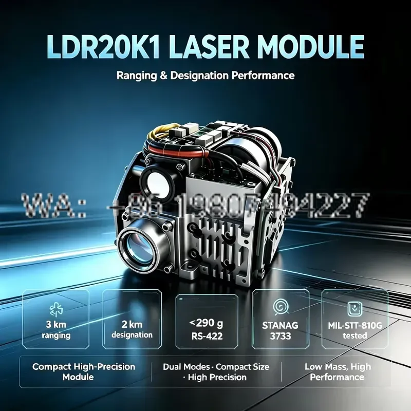 for Industrial 5km 1064nm LCD Rangefinder Module LDR20K1A 20mJ Designator 0.6mrad Metal Alloy Lightweight 290g