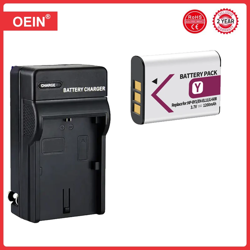 NP-BY1 EN-EL11 LI-60B Battery LEDThree Charger for Sony Action Cam Mini HDR-AZ1 Nikon Coolpix S550 S560 Olympus FE-370 Optio L50