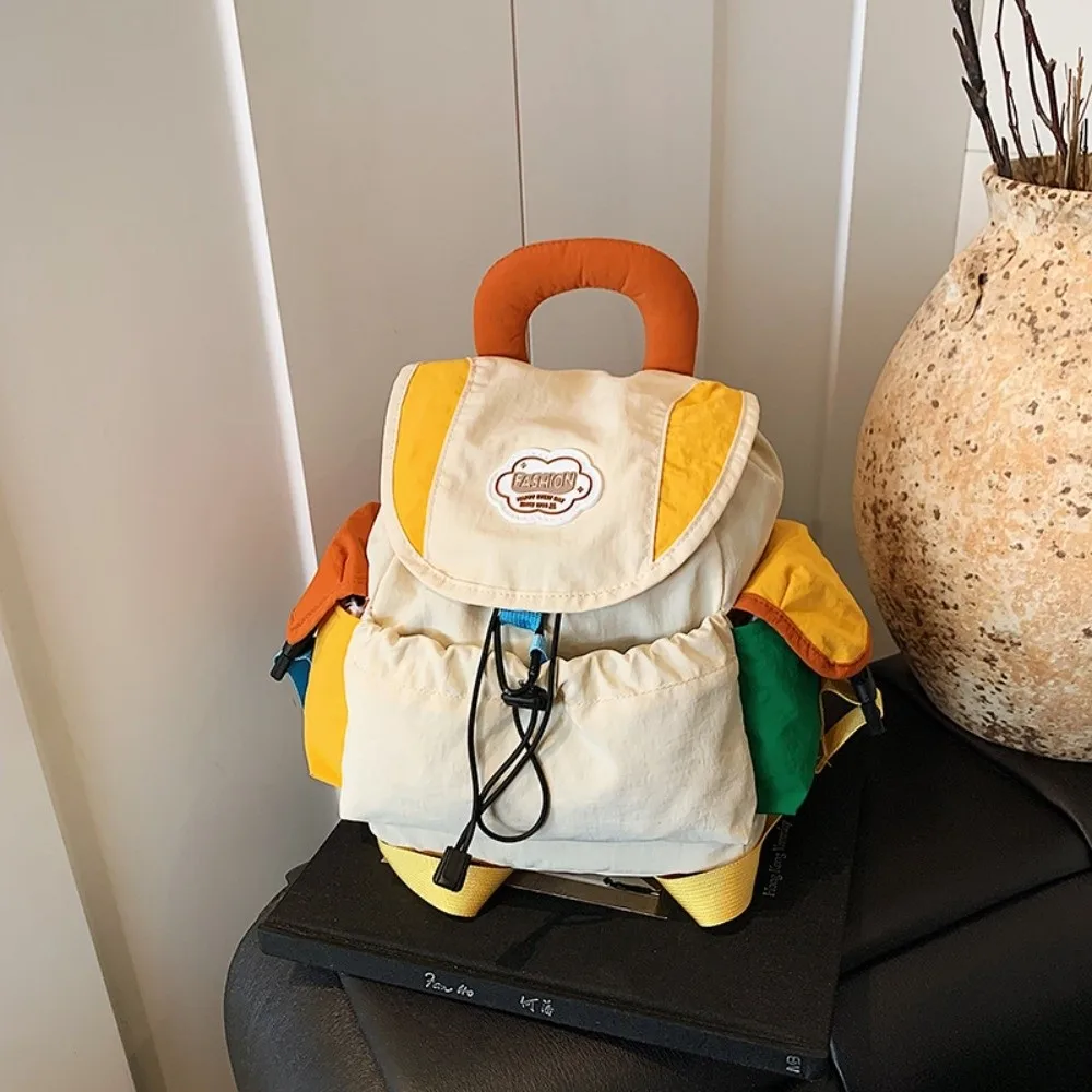 Color a juego, 2 tamaños, bolsos para padres e hijos, gran capacidad, mochila escolar con cordón y múltiples bolsillos, mochila de nailon de estilo coreano