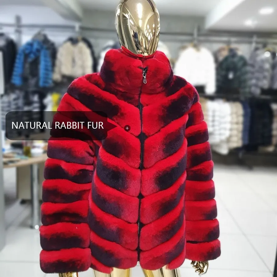 Genuine Rex Rabbit Fur Jackets Women Clothes Winter Best Selling Chinchilla Colored Real Fur Coat Short Natural Rabbit Fur Coats